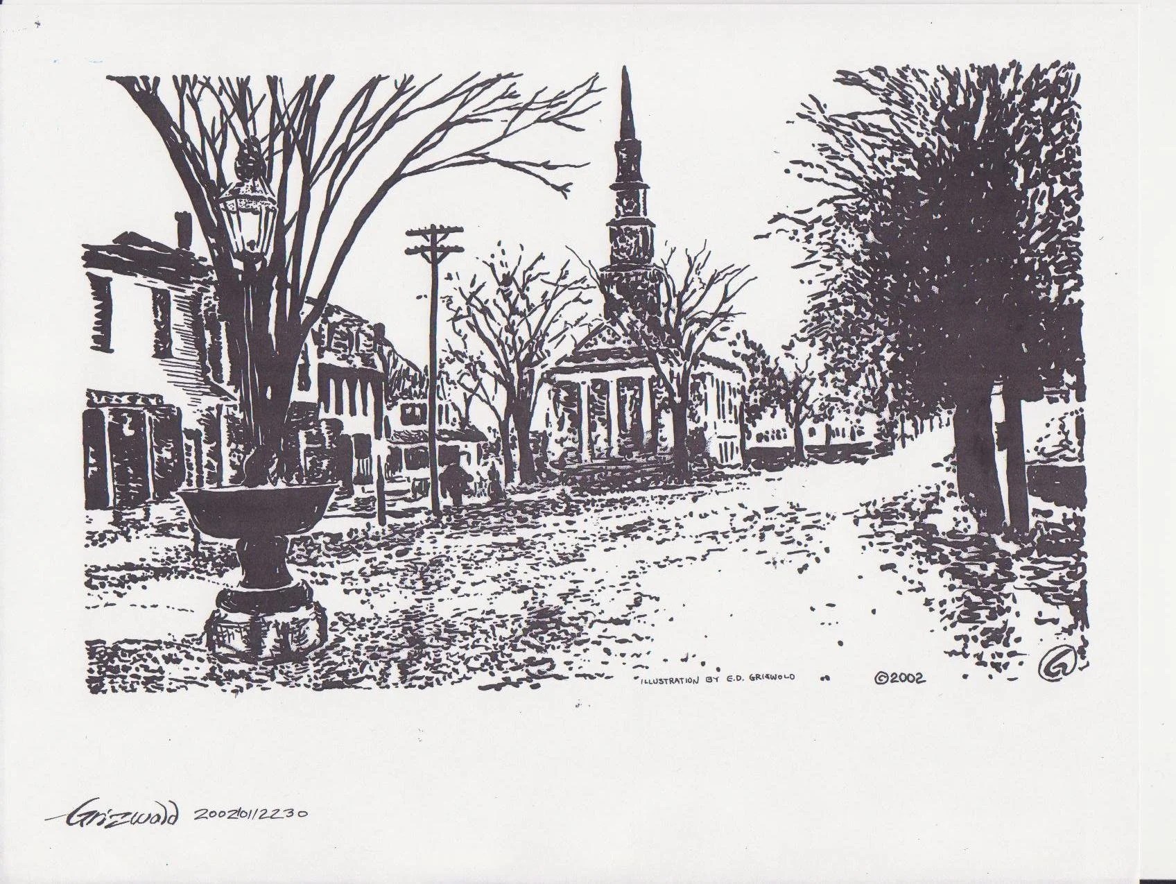  This street scene was drafted for the Medfield MA Historical Society 